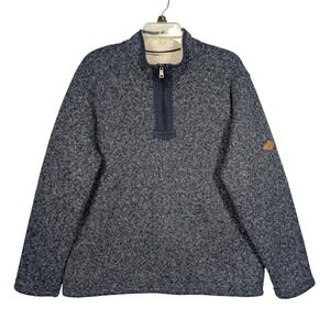 L Orvis Mens Blue Heather Quarter Zip Fleece‎ Lined Pullover Top